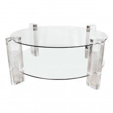 Two tier circular glass coffee table